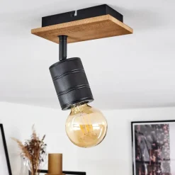 Lampes Vintages & Rétros-hofstein Plafonnier Raccuia Bois foncé, Noir, 1 lumière