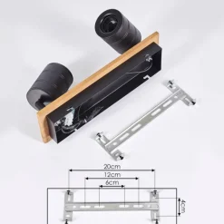 hofstein Plafonnier Raccuia Bois foncé, Noir, 2 lumières