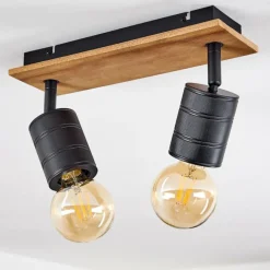 hofstein Plafonnier Raccuia Bois foncé, Noir, 2 lumières