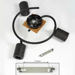hofstein Plafonnier Raccuia Bois foncé, Noir, 3 lumières