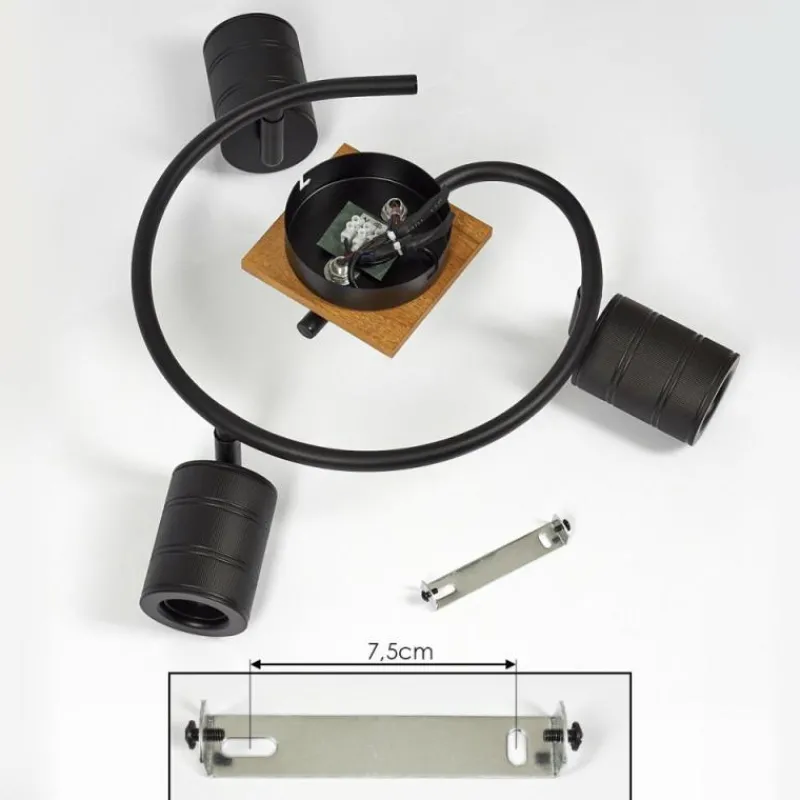 hofstein Plafonnier Raccuia Bois foncé, Noir, 3 lumières