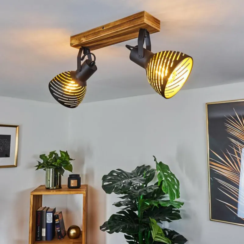Lampes Dorées-hofstein Plafonnier Racolo Bois foncé, 2 lumières