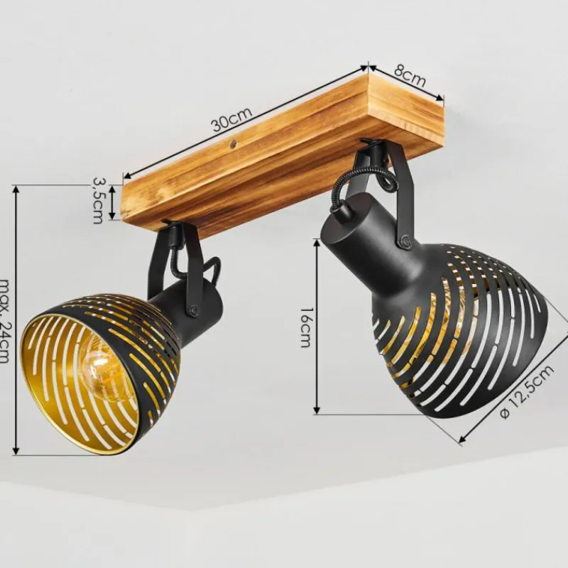 Lampes Dorées-hofstein Plafonnier Racolo Bois foncé, 2 lumières