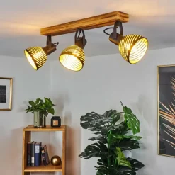 Lampes Dorées-hofstein Plafonnier Racolo Bois foncé, 3 lumières