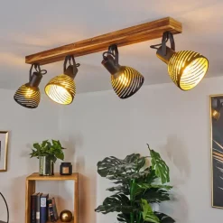Lampes Dorées-hofstein Plafonnier Racolo Bois foncé, 4 lumières
