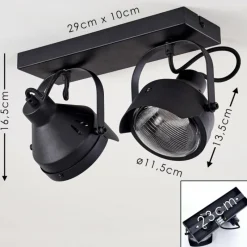 hofstein Plafonnier Rahway Noir, 2 lumières