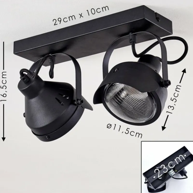 hofstein Plafonnier Rahway Noir, 2 lumières