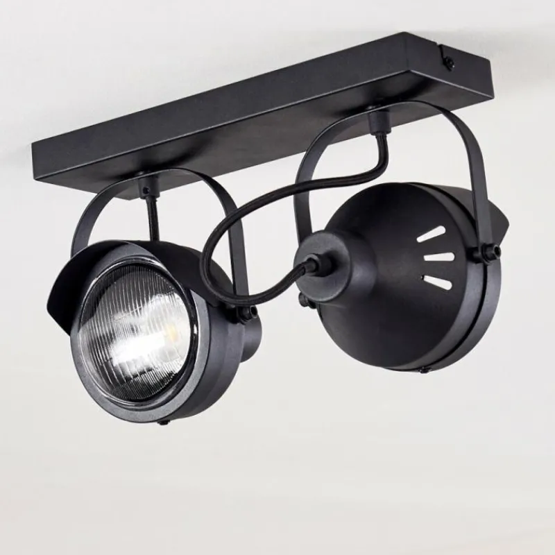 hofstein Plafonnier Rahway Noir, 2 lumières