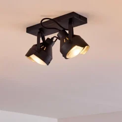 hofstein Plafonnier Rahway Noir, 2 lumières