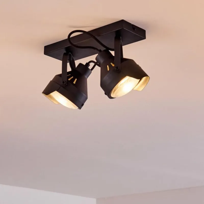 hofstein Plafonnier Rahway Noir, 2 lumières