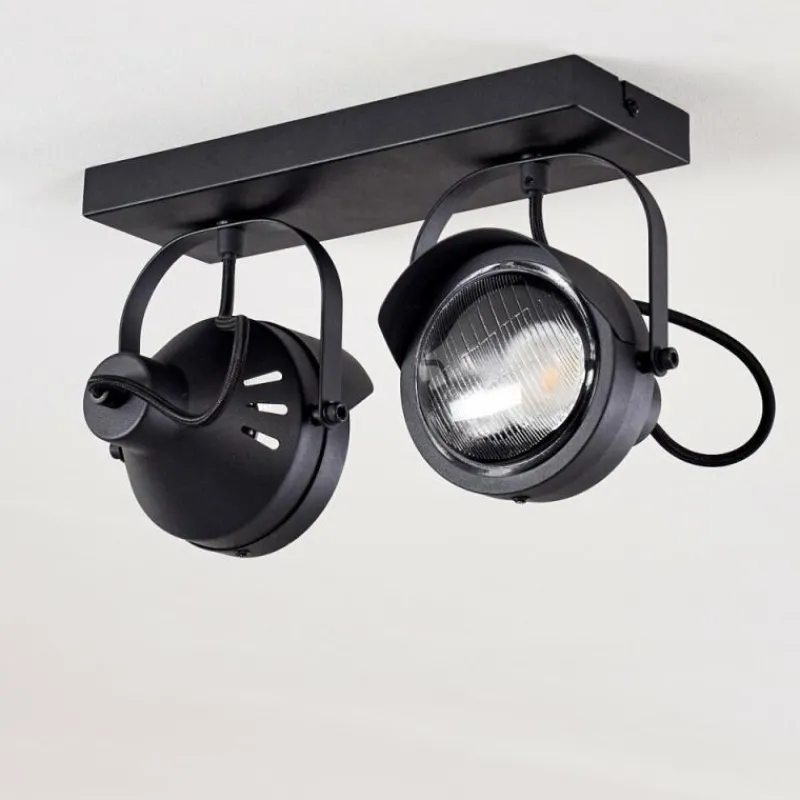 hofstein Plafonnier Rahway Noir, 2 lumières