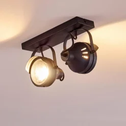 hofstein Plafonnier Rahway Noir, 2 lumières