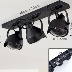 hofstein Plafonnier Rahway Noir, 3 lumières