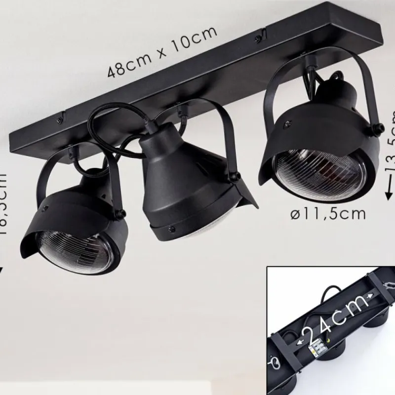 hofstein Plafonnier Rahway Noir, 3 lumières