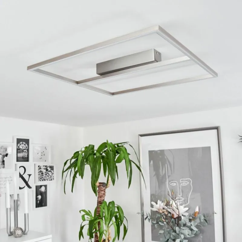 hofstein Plafonnier Rauma LED Nickel mat, 1 lumière