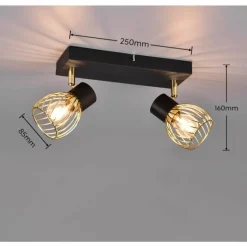 Lampes Dorées-Luminaires Reality Plafonnier Reality Ardon Or, Noir, 2 lumières