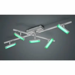Luminaires Reality Plafonnier Reality Bondy LED Nickel mat, 5 lumières, Télécommandes, Changeur de couleurs* Éclairage Led
