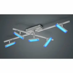 Luminaires Reality Plafonnier Reality Bondy LED Nickel mat, 5 lumières, Télécommandes, Changeur de couleurs* Éclairage Led