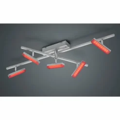 Luminaires Reality Plafonnier Reality Bondy LED Nickel mat, 5 lumières, Télécommandes, Changeur de couleurs* Éclairage Led