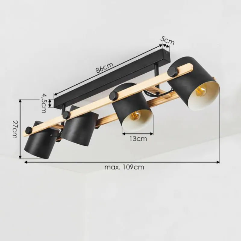 Luminaires Scandinaves-hofstein Plafonnier Rebbenas Écru, Noir, 4 lumières