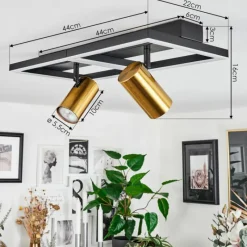 hofstein Plafonnier Reboleiro LED Noir, 3 lumières