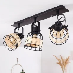 Lampes Vintages & Rétros-hofstein Plafonnier Recinto Bois foncé, Noir, 3 lumières