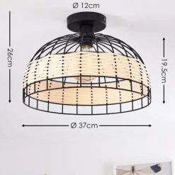 Style Boho-Chic-hofstein Plafonnier Recinto Noir, 1 lumière