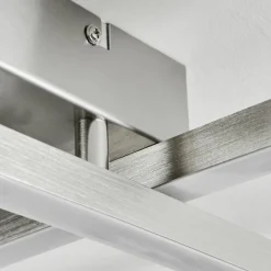 hofstein Plafonnier Relous LED Acier inoxydable, 2 lumières, Télécommandes, Changeur de couleurs