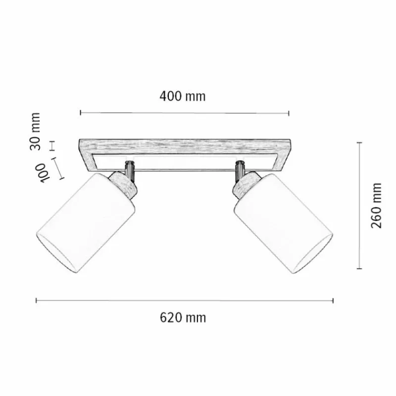 Lampes En Bois-hofstein Plafonnier Represita Bois clair, 2 lumières