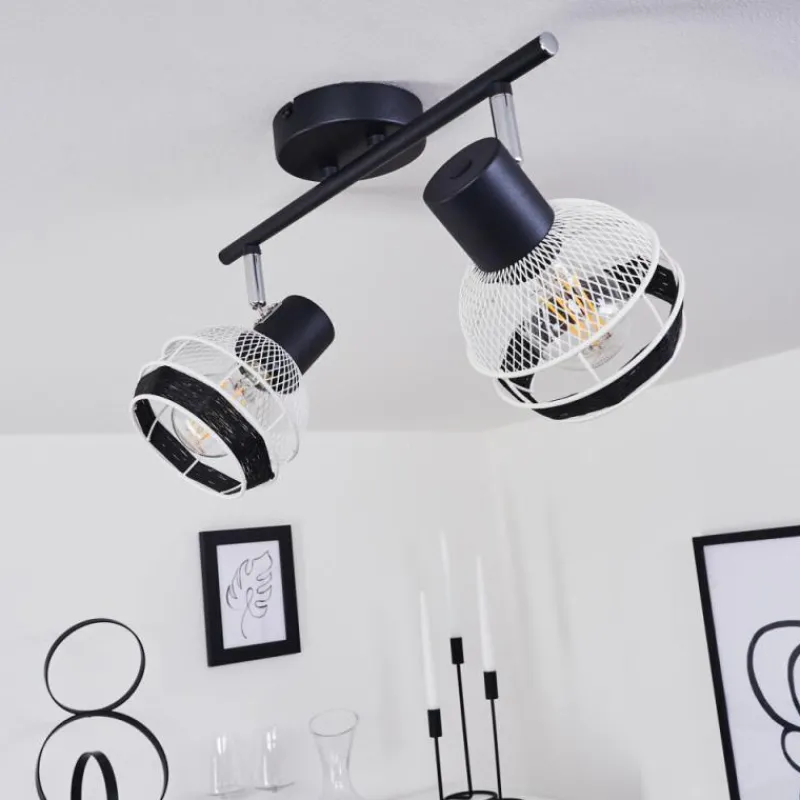 Style Boho-Chic-hofstein Plafonnier Revsbotn Chrome, Noir, 2 lumières