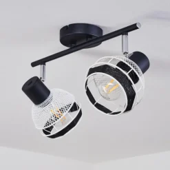 Style Boho-Chic-hofstein Plafonnier Revsbotn Chrome, Noir, 2 lumières