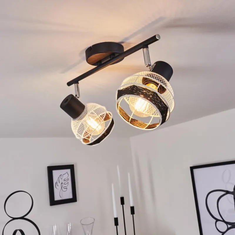 Style Boho-Chic-hofstein Plafonnier Revsbotn Chrome, Noir, 2 lumières