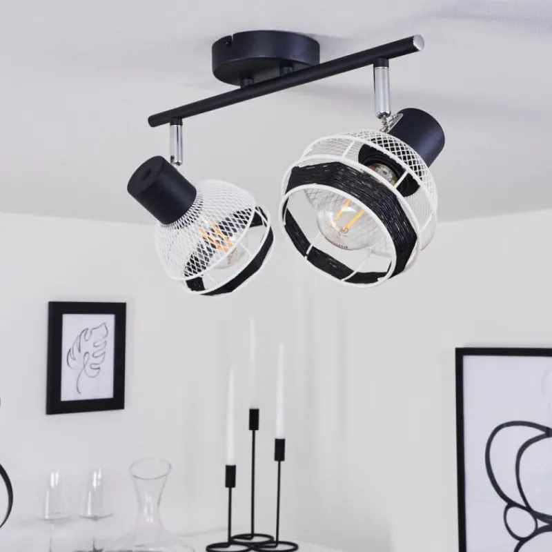 Style Boho-Chic-hofstein Plafonnier Revsbotn Chrome, Noir, 2 lumières