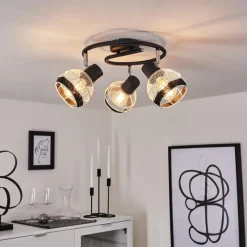 Style Boho-Chic-hofstein Plafonnier Revsbotn Chrome, Noir, 3 lumières