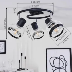 Style Boho-Chic-hofstein Plafonnier Revsbotn Chrome, Noir, 3 lumières