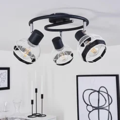 Style Boho-Chic-hofstein Plafonnier Revsbotn Chrome, Noir, 3 lumières