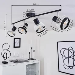 Style Boho-Chic-hofstein Plafonnier Revsbotn Chrome, Noir, 4 lumières