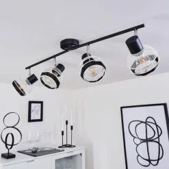 Style Boho-Chic-hofstein Plafonnier Revsbotn Chrome, Noir, 4 lumières