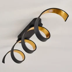 Lampes Art Déco-hofstein Plafonnier Rezat LED Noir doré, 1 lumière