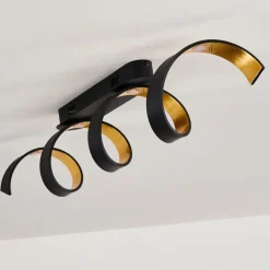 Lampes Art Déco-hofstein Plafonnier Rezat LED Noir doré, 1 lumière