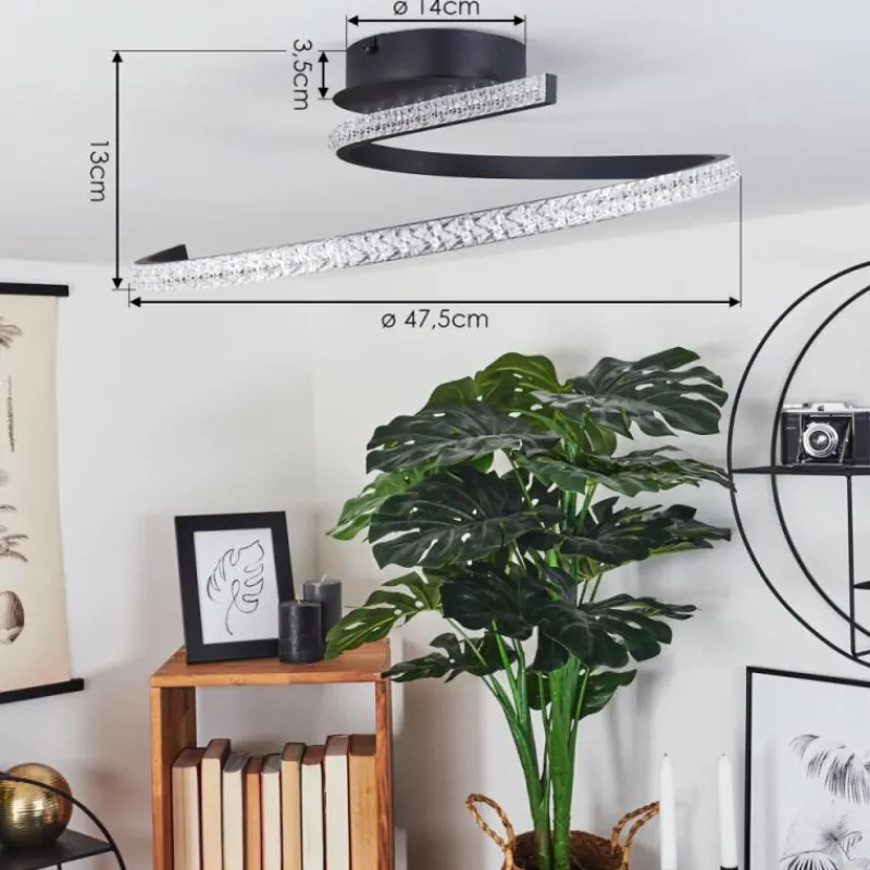 hofstein Plafonnier Rheinfelden LED Noir, 1 lumière