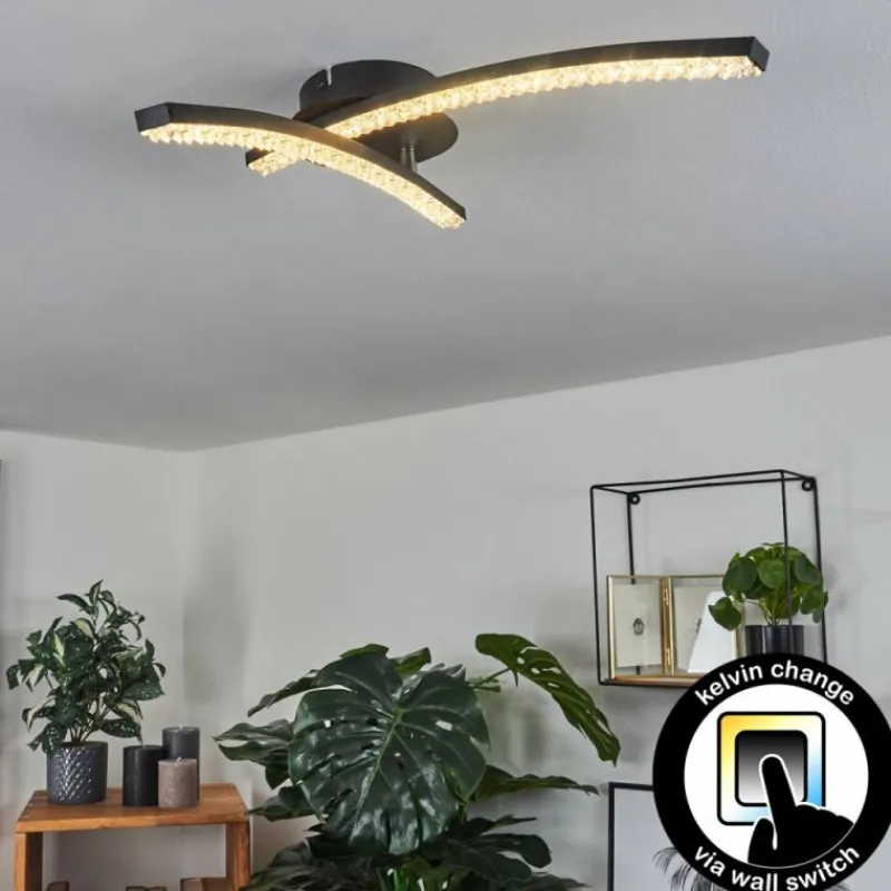 hofstein Plafonnier Rheinfelden LED Noir, 1 lumière