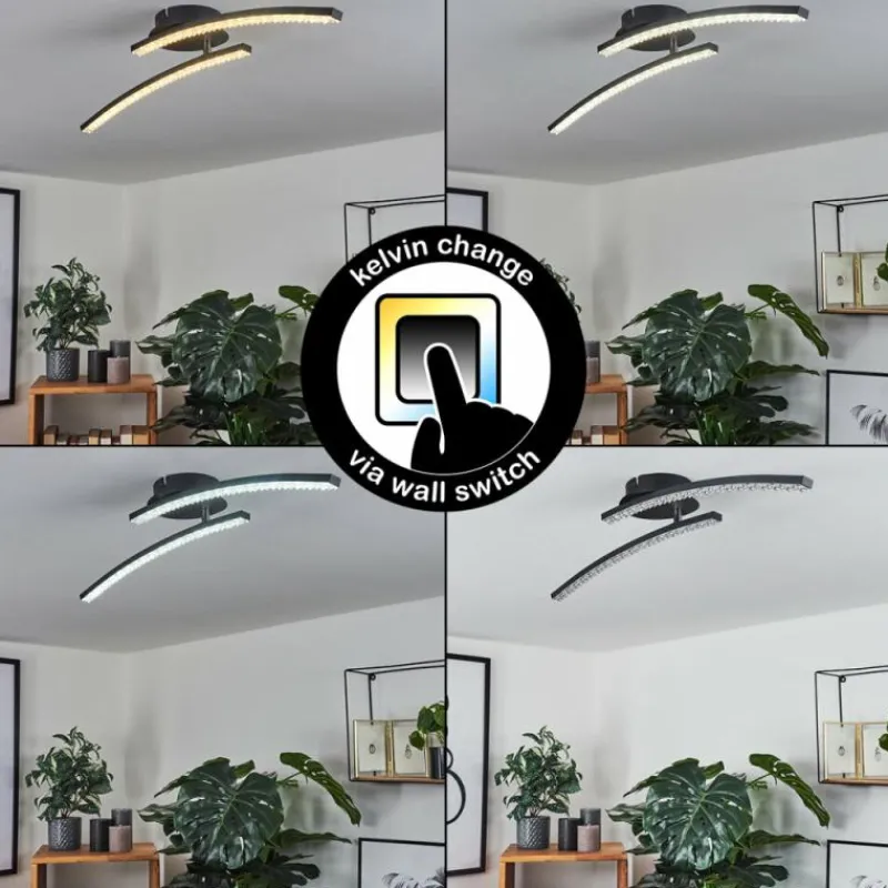 hofstein Plafonnier Rheinfelden LED Noir, 1 lumière