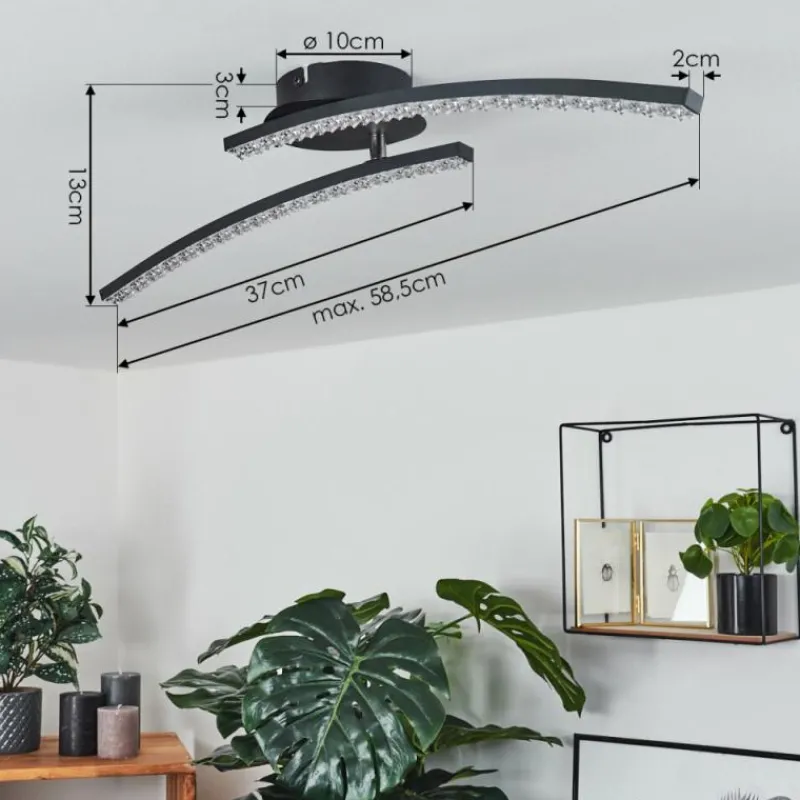 hofstein Plafonnier Rheinfelden LED Noir, 1 lumière