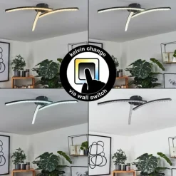 hofstein Plafonnier Rheinfelden LED Noir, 1 lumière