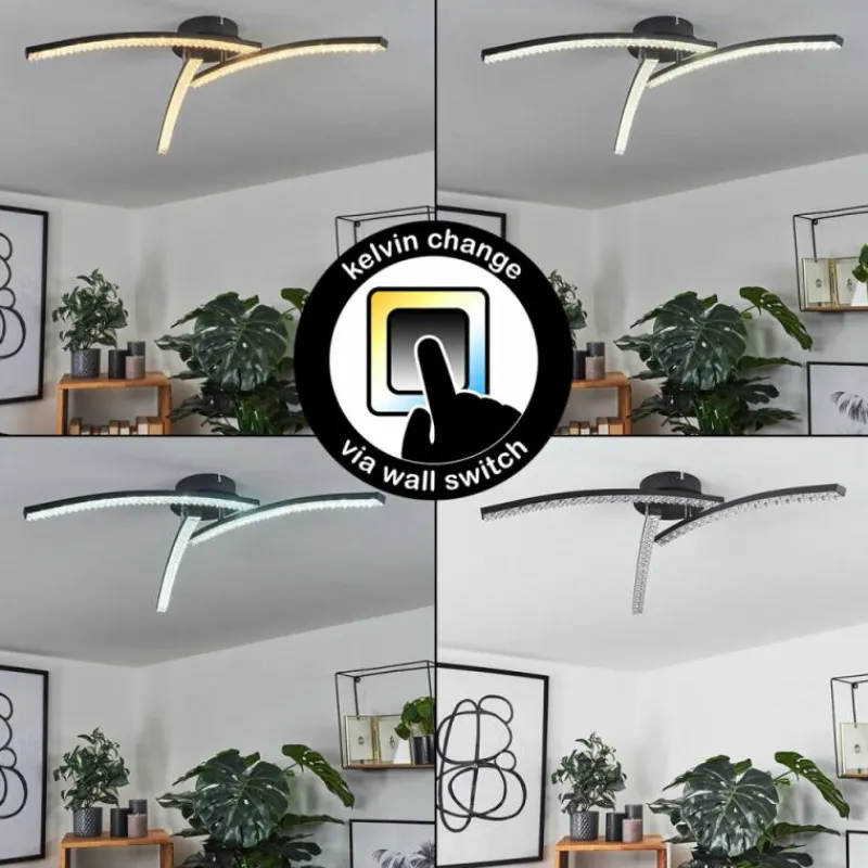 hofstein Plafonnier Rheinfelden LED Noir, 1 lumière