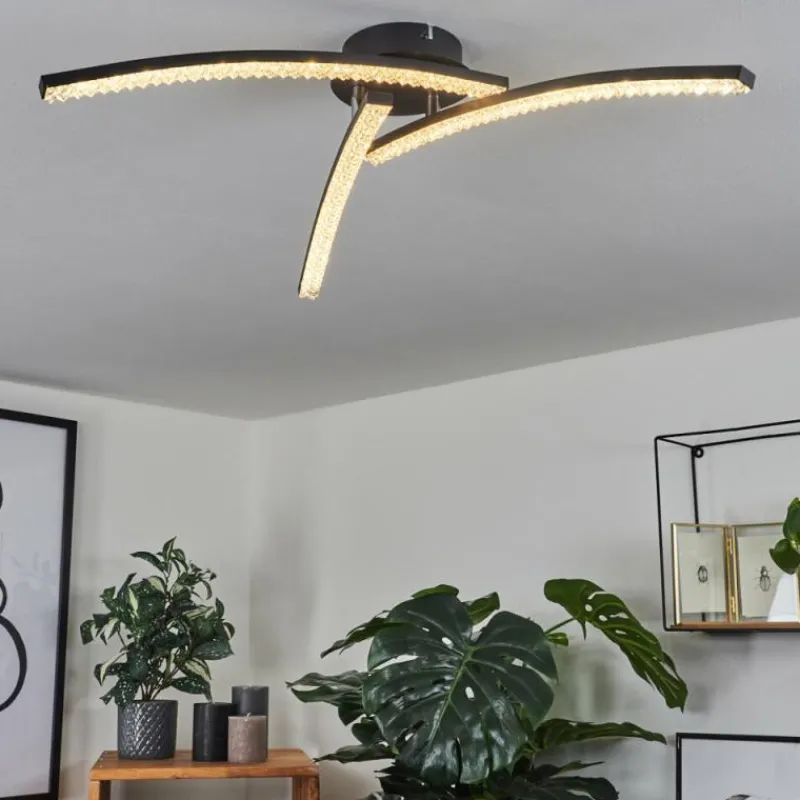 hofstein Plafonnier Rheinfelden LED Noir, 1 lumière