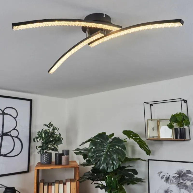 hofstein Plafonnier Rheinfelden LED Noir, 1 lumière