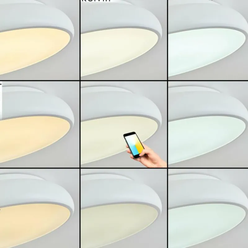 hofstein Plafonnier Rhone LED Blanc, 1 lumière, Changeur de couleurs