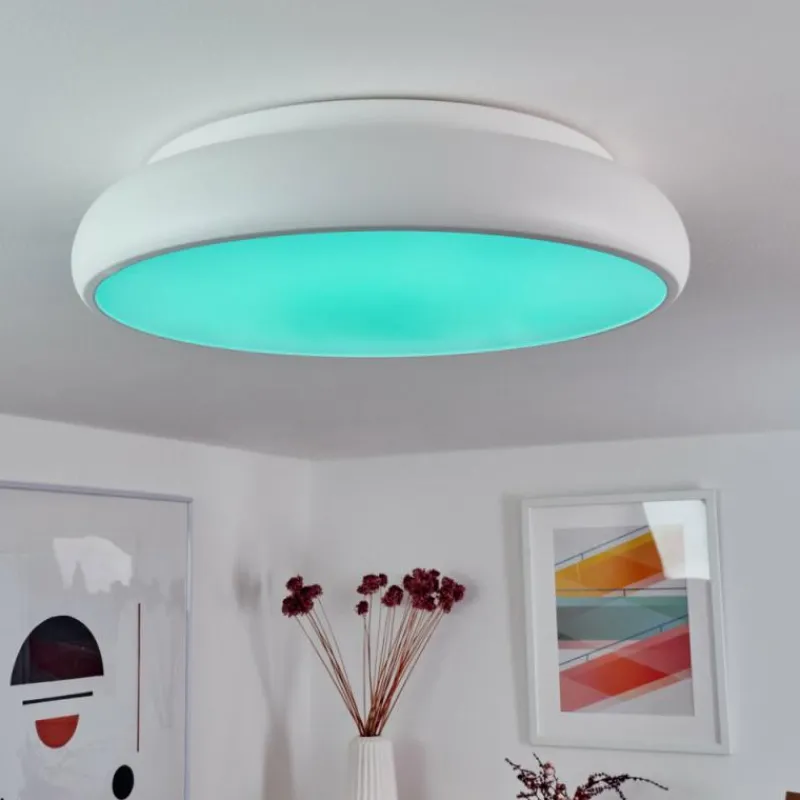 hofstein Plafonnier Rhone LED Blanc, 1 lumière, Changeur de couleurs